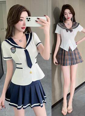 足浴店工作服减龄沐足技师工衣性感夜场衣服百褶裙空姐套装薄款