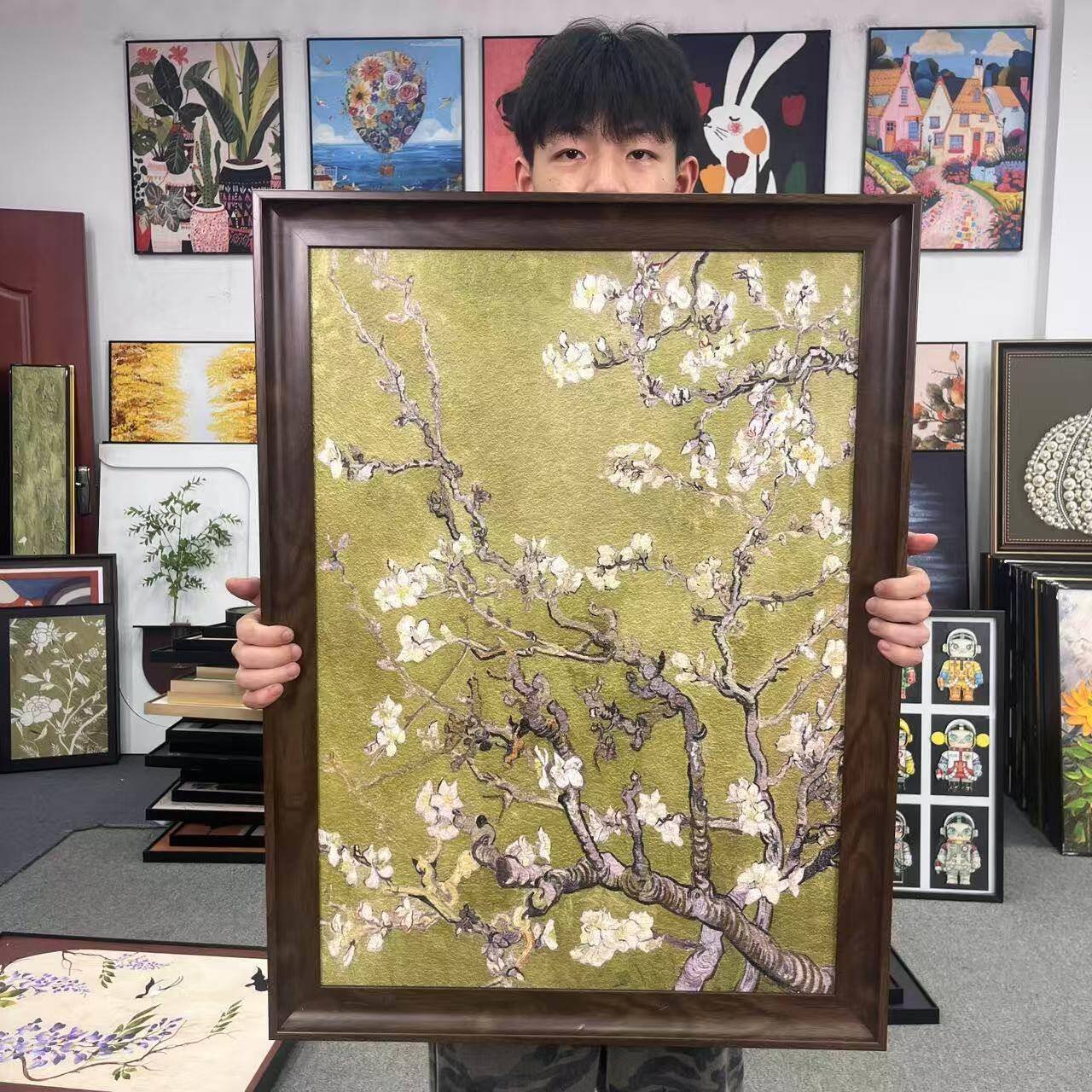 法式风梵高杏花客厅装饰画适合餐厅卧室玄关柜挂画6080装饰画G114