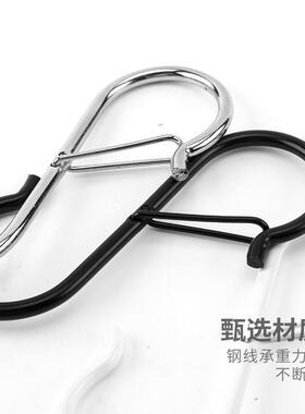 加粗金属S钩家用晾晒S型防风实心金属弹簧扣防脱挂钩挂扣电泳黑色