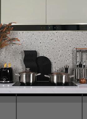 样板房厨房厨具摆件组合软装饰品不锈钢锅具砧板花艺套装道具轻奢