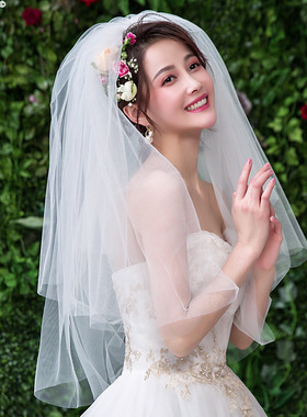 新娘主婚纱头纱蓬蓬头纱长款拖尾户外简约仪式高级感韩式森系头饰