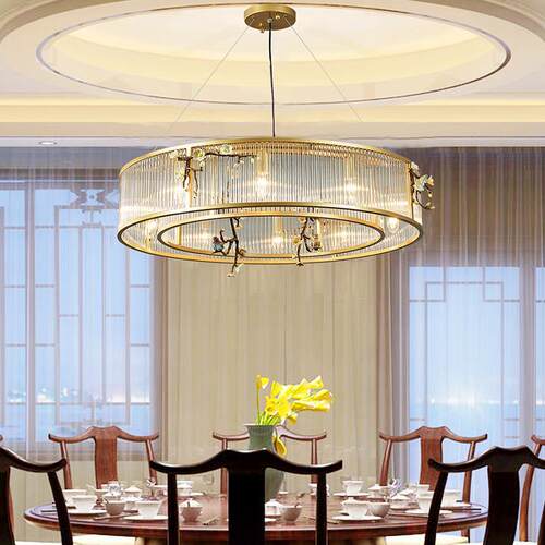古镇工厂圆形包厢吊灯新中式饭店包间酒店宴会厅餐厅中国风轻奢水