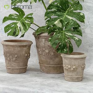 DEROMA中古做旧粗陶盆陶盆红陶土粗砂透气手工陶罐柠檬浮雕陶盆