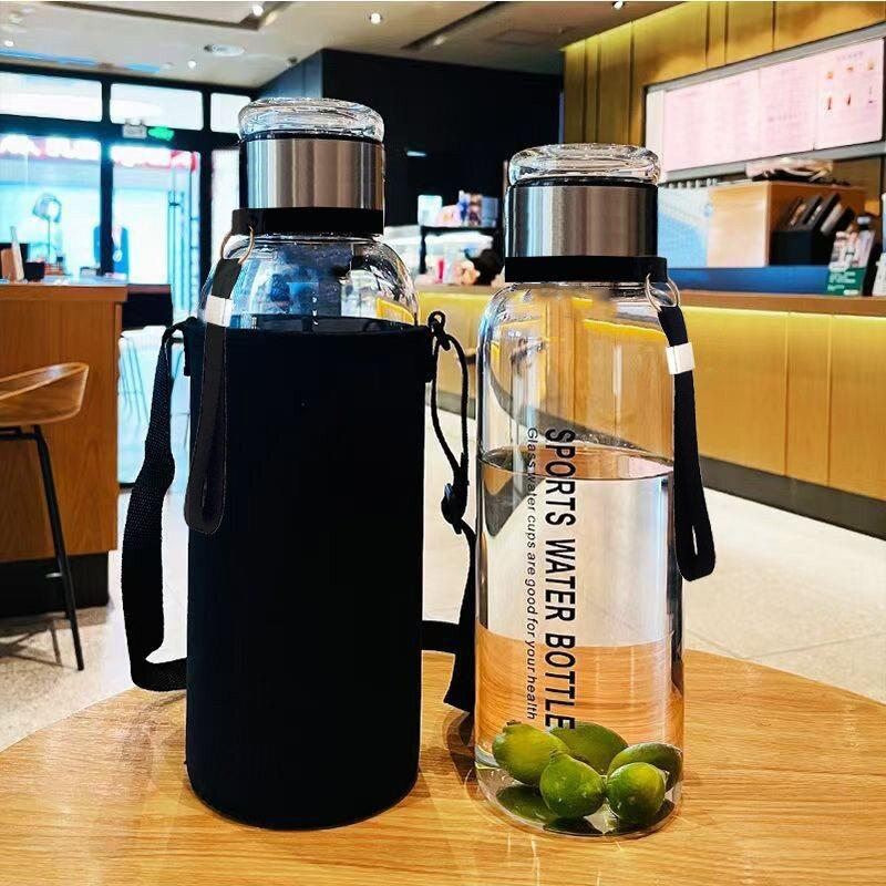 大容量茶水分离玻璃杯耐热水杯大号户外便携泡茶杯子1000ml吨吨杯