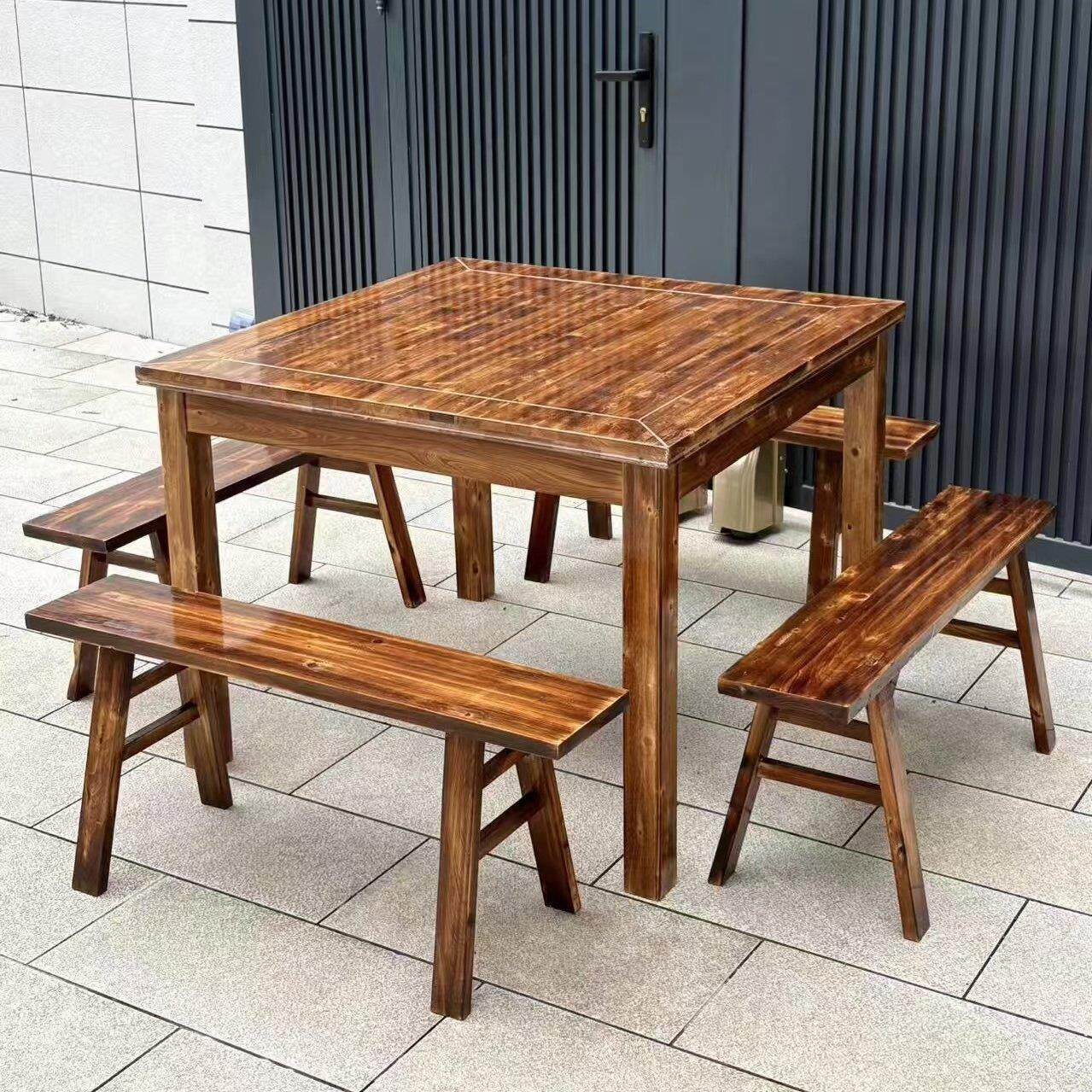 纯实木老式四方桌传统桌子中式正方小八仙桌饭店农村餐桌餐椅组合
