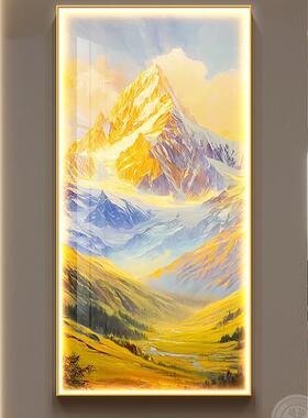 照金山装靠山图玄关装饰画轻奢入日照金山日户走廊过画道挂led发