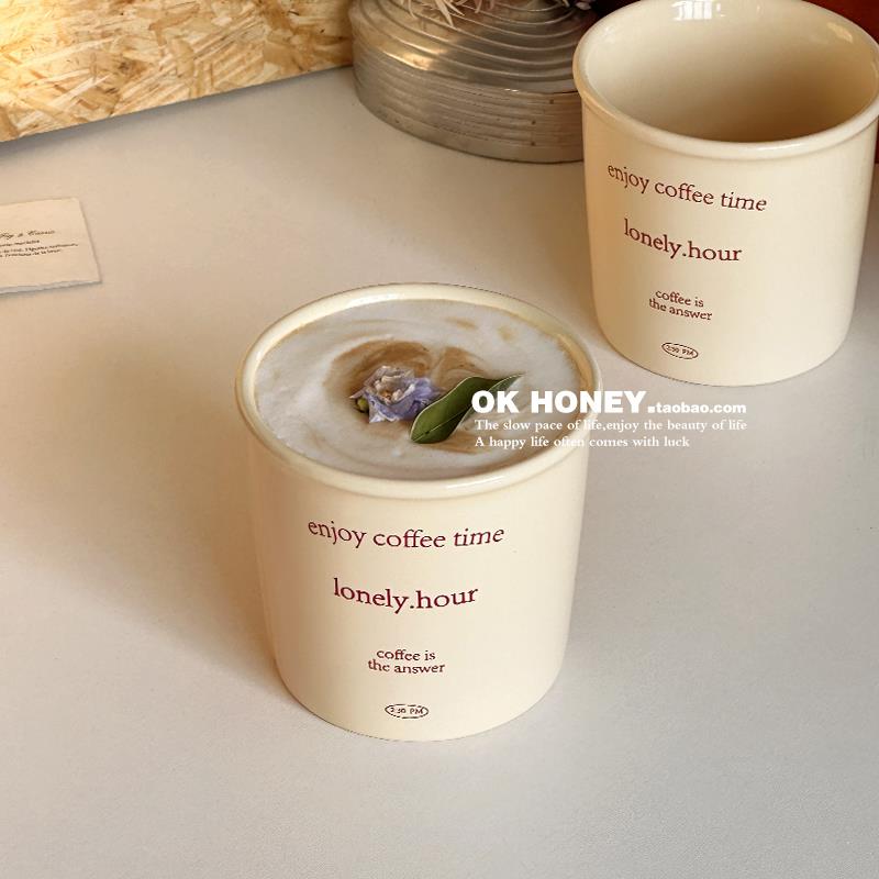 ok honey版权定制款*字母马克杯牛奶咖啡杯陶瓷水杯早餐杯手握杯