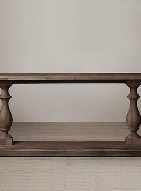 美乡村原过木玄关ELM桌复古做旧墙实木玄关台道客厅式条几靠装饰