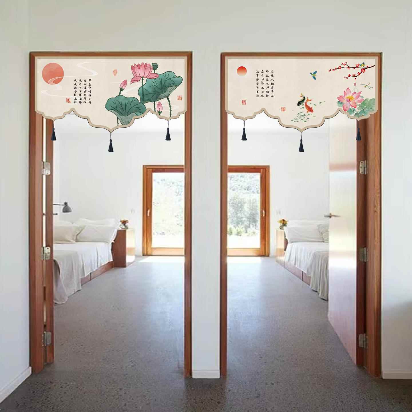 三角旗帘新中式门头帘覆古装饰短帘半截门帘家用挂旗厨房隔断帘子