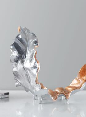 现代轻奢树脂艺术叶创意摆件样板间民宿饰售楼GD-H60树处酒桌面软