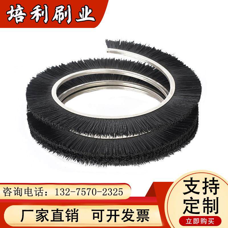 外绕弹簧刷尼龙塑料丝螺旋毛刷抛光圆筒刷螺旋缠绕式工业毛刷辊