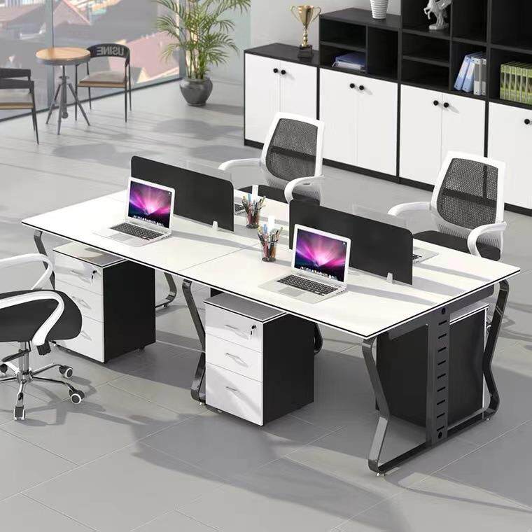 职员办公桌椅组合简约现代钢架工作位电脑桌四2/4/6并排双人卡座