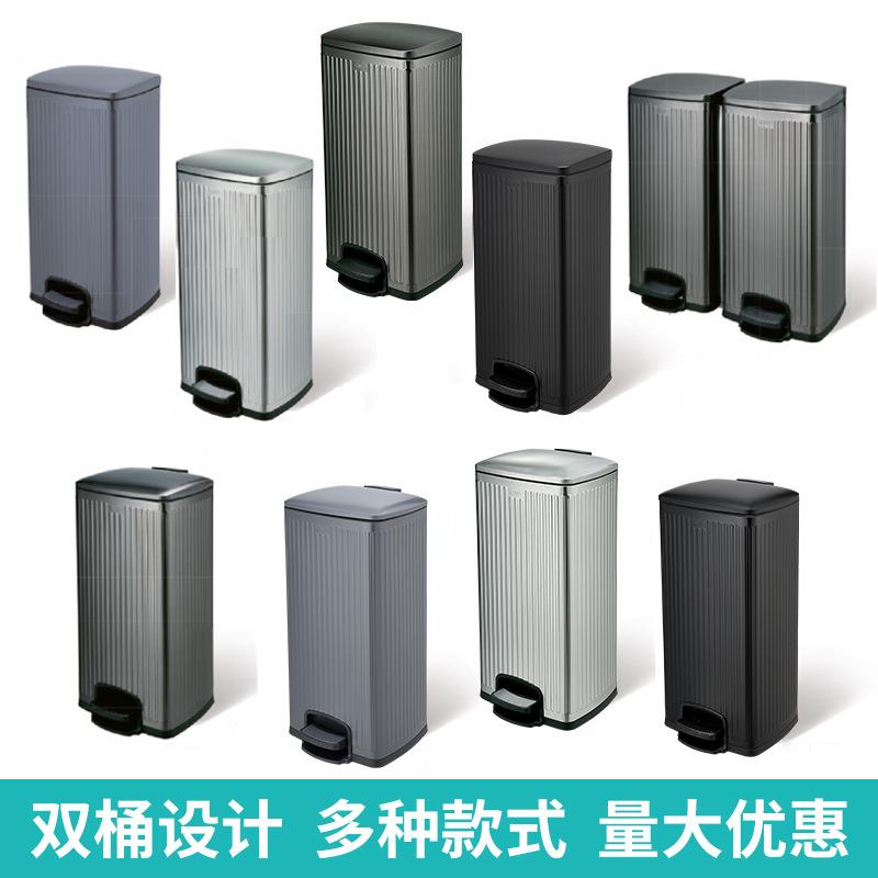 30升大容量不锈钢脚踏家用厨房办公室商用脚踏缓降翻盖收纳垃圾桶