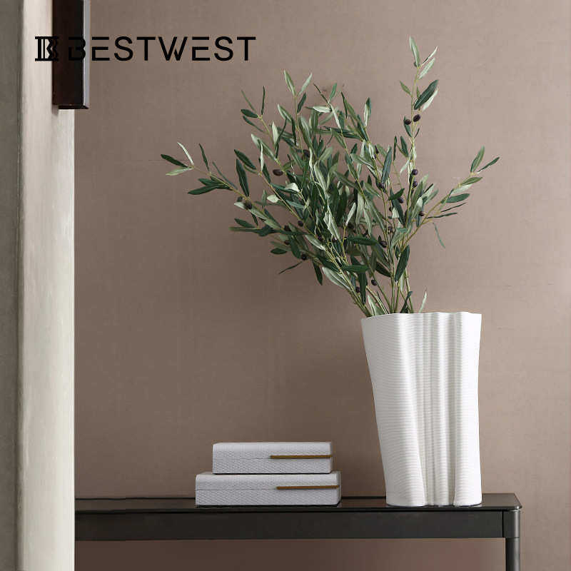 博西家居 陶瓷花瓶摆件家居创意柱状白色样板房插花瓶摆设装饰品,家居饰品,花瓶,淘宝优惠券,粉丝福利购,淘宝优惠卷