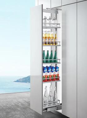 悍高高级灰高伸高柜拉篮厨房调味篮碗篮橱柜阻尼拉篮柜门