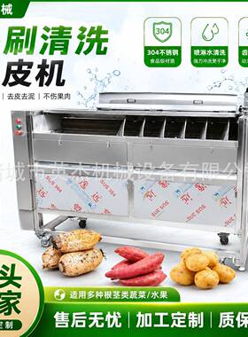 全自动土豆毛刷清洗去皮机不锈钢芋头清洗设备多功能洗菜机