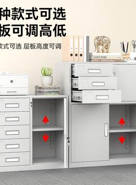 钢制办室多抽柜带锁储物多柜12斗抽屉公式铁HYD-22皮收斗纳柜半截
