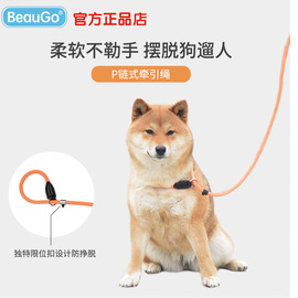 beaugo柴犬牵引绳小型犬p链可调节项圈幼犬中大型犬，训练防爆冲p绳