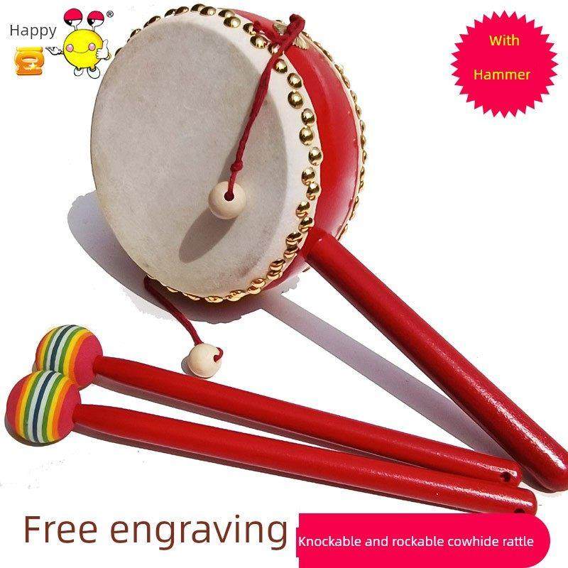 可敲打的老式牛皮拨浪鼓手工武士鼓成人手摇波鼓木龟饮水和销售手,玩具/童车/益智/积木/模型,拨浪鼓,淘宝优惠券,粉丝福利购,淘宝优惠卷