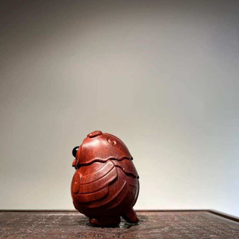 艺铭仙苑 小叶紫檀猫头鹰木雕动物客厅桌面车内摆件现代简约工艺