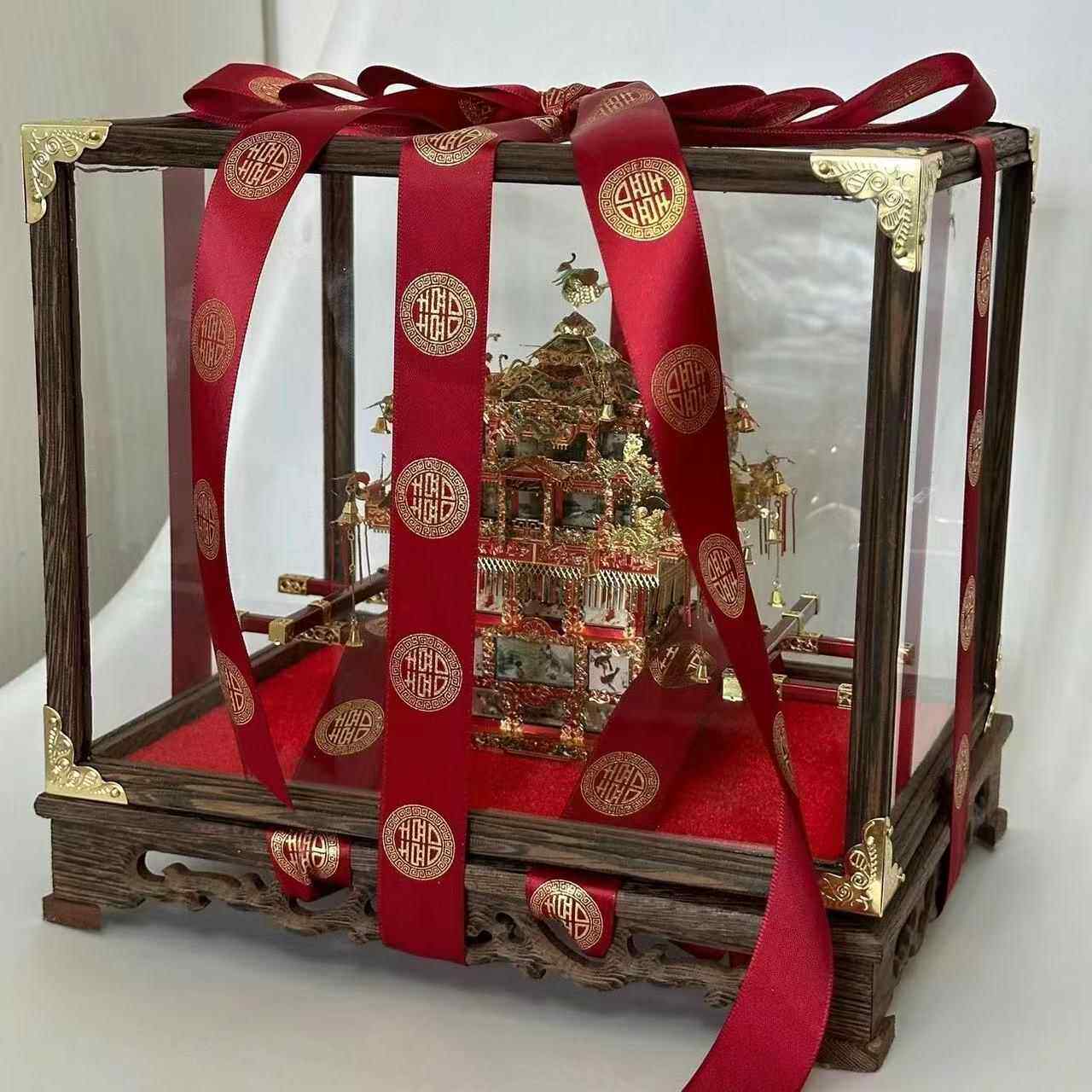 拼酷展示盒十里红妆花轿金翅鸟冠嫁衣凤舞华冠九龙九凤冠喜扇展示