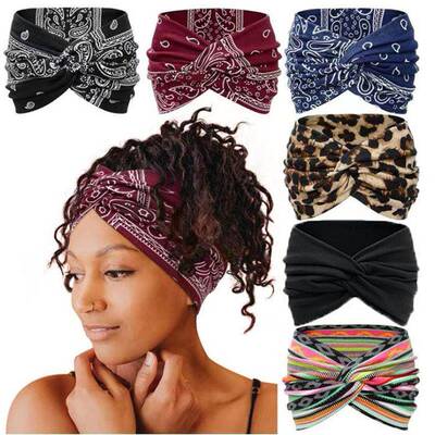 Women's Bohemian Cotton Headband Soft Wide Elastic Hair
