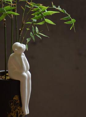 正品创爱意瓷人物雕塑书柜电视艺柜术工陶位摆件可坐姿装饰小家居