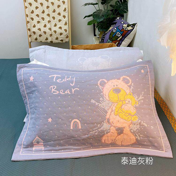 BK9K纯棉纱布枕套一对装全棉枕头套两只大号家用加厚吸汗成人