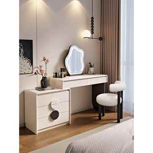 2025新款 实烤漆梳妆台奶油卧室553现代简风约化妆桌一斗柜木体收