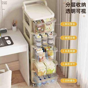 多功能小推车家用客厅宿舍零食置物架储物架落地可移动防尘收纳柜