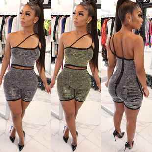 waist jumpsuit baring diamond suspenders zipper nightclub