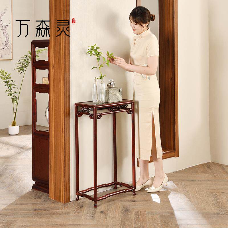 万森灵【卡子花架】实木中式彷古花几酸枝木客厅明式花盆置物架