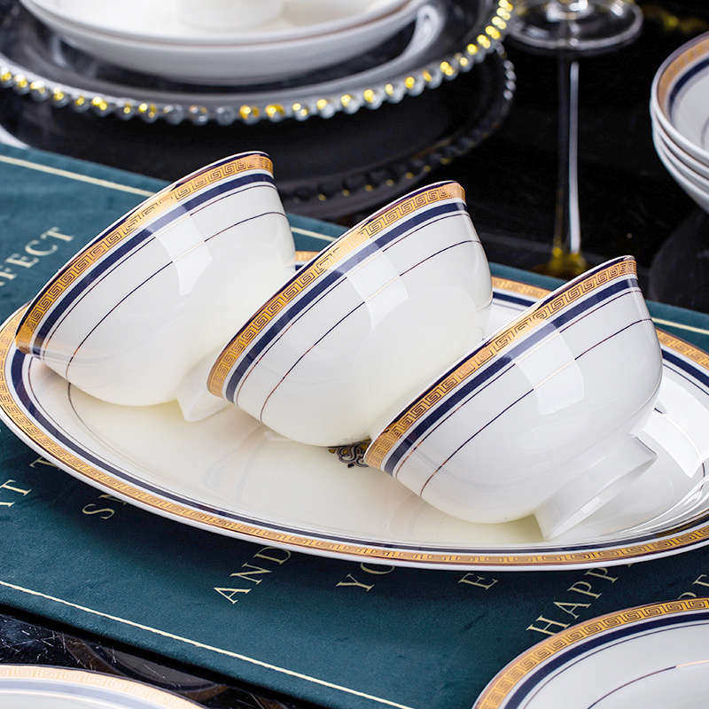 景德镇源头工厂直发高档金边骨瓷餐具家用陶瓷碗盘碗碟套装批发,餐饮具,餐具瓷器套装,淘宝优惠券,粉丝福利购,淘宝优惠卷