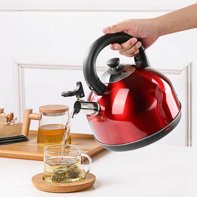自动断电大容量防烫红色家用304不锈钢两件式3升带过滤的电热水壶