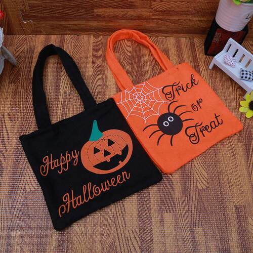 Halloween pumpkin tote bag Gift bag Halloween candy bag
