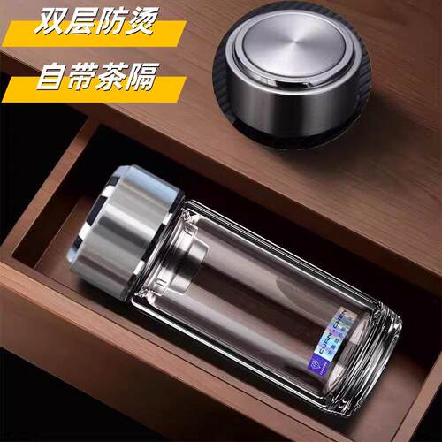 钢化玻璃杯防摔耐高温高硼硅玻璃小巧高端商用车载隔热不烫手泡茶