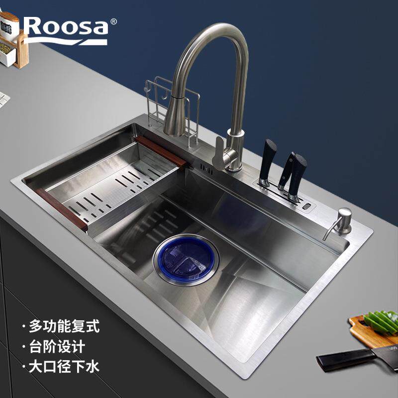 厂家直销乐莎（Roosa）多功能复式大口径排水单槽7848S-TDJ