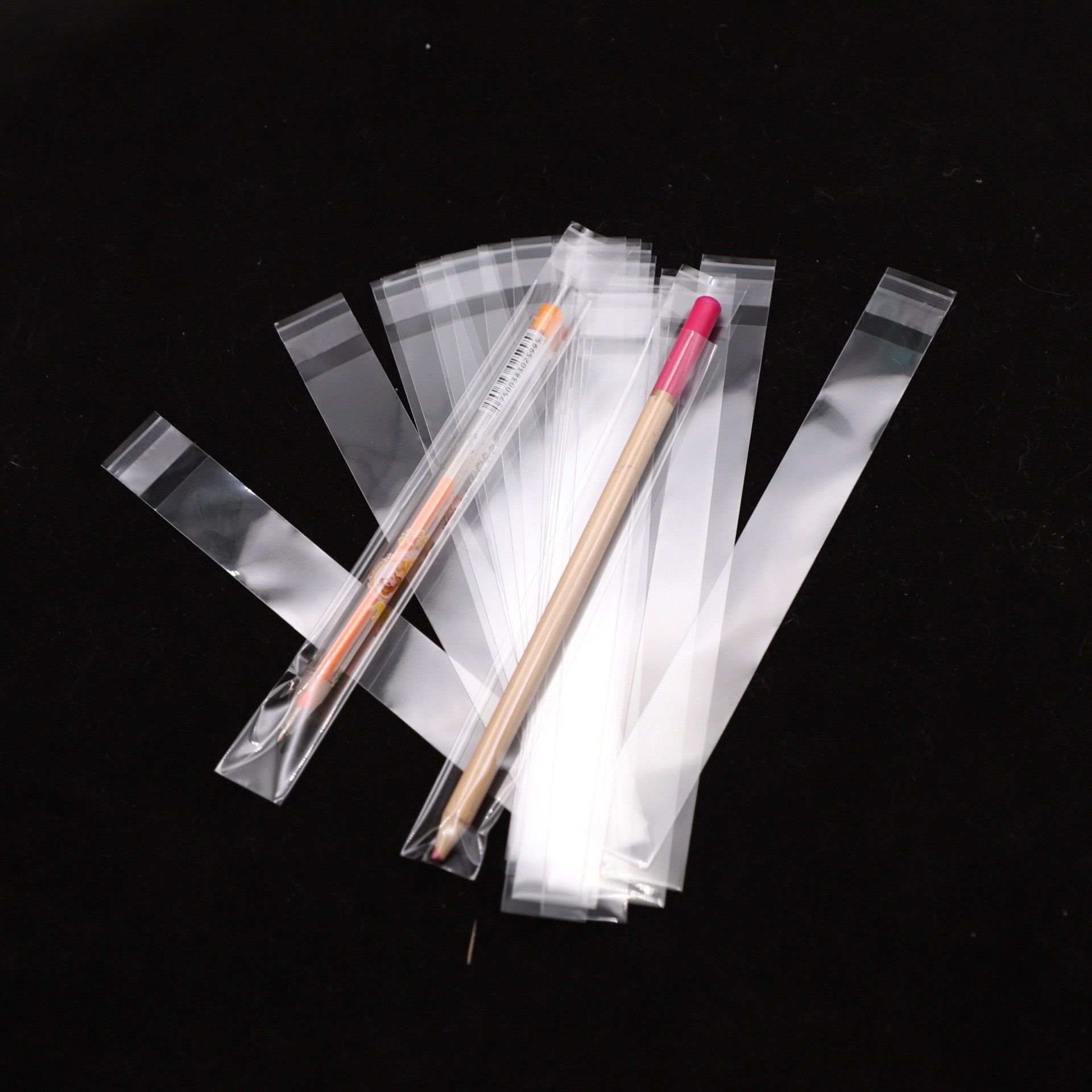 现货直批OPP细长自粘袋勺子吸管包装袋不锈钢玻璃吸管刷透明胶袋