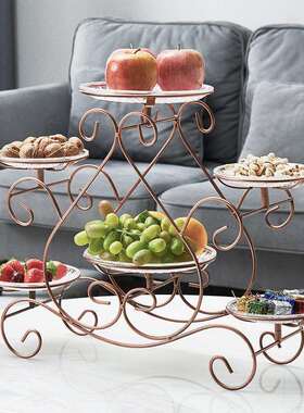 欧式多果层水果盘蛋心糕架RPW家用果干果点糖托盘架婚庆摆台盘铁