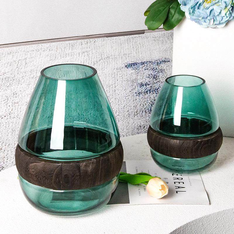 北欧ins高颜值网红木头玻璃花瓶现代极简客厅玄关装饰瓶花器摆件,家居饰品,花瓶,淘宝优惠券,粉丝福利购,淘宝优惠卷