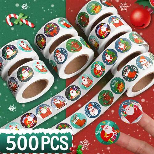 500pcs Round Labels Stickers Halloween Christmas Sticker Flo