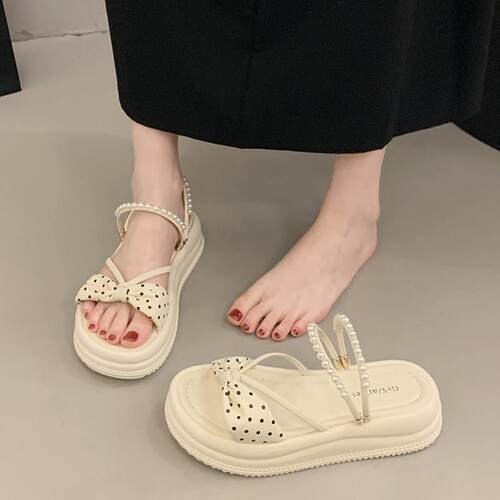 法式绝美厚底波点凉拖鞋女夏外穿配裙子2026超火新款沙滩罗0625z