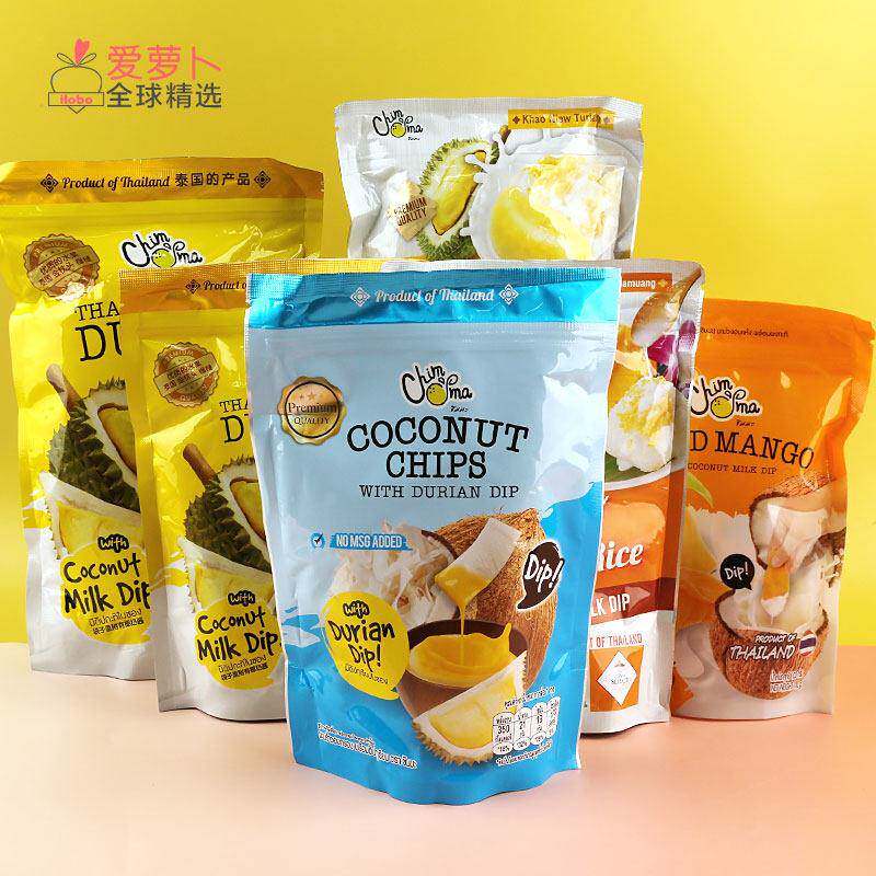 泰国Chimma 系列果干配蘸酱榴莲干芒果干配椰奶椰子干配榴莲酱