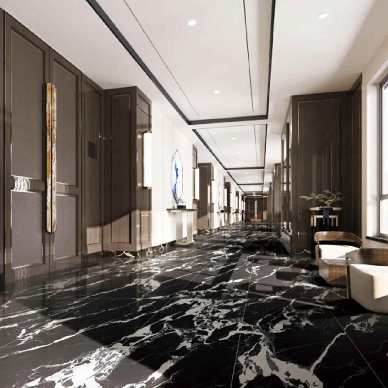 哑光干粒黑色石纹瓷砖60厅0X1200客厂标餐厅酒店防前厅商超滑地砖