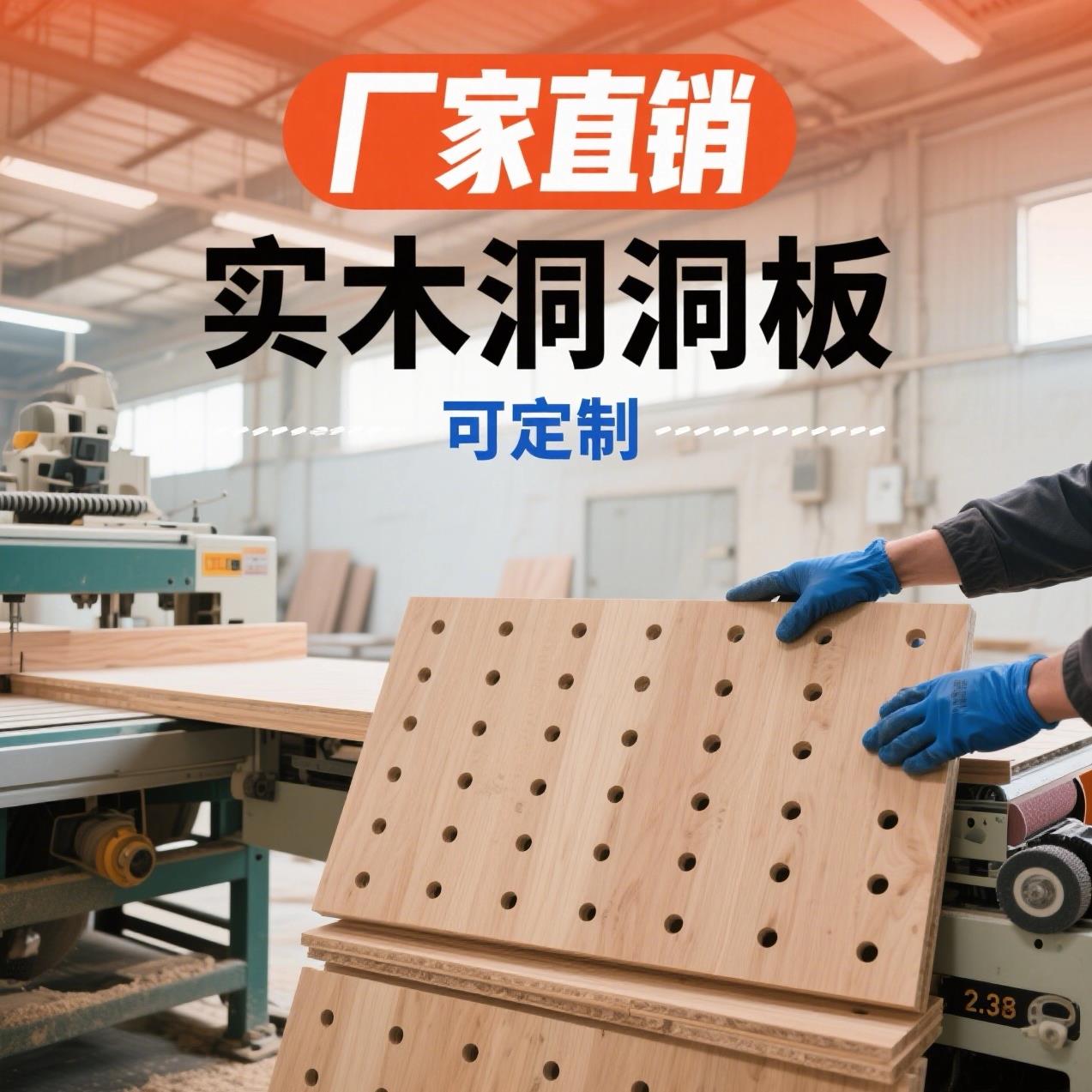 洞洞板实木定制-ENF级母婴级书桌收纳层架入户门口玄关装饰展示架