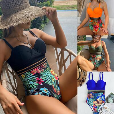 Swimsuit Set Hard Cup Steel Rim Bikini Splicing Printed