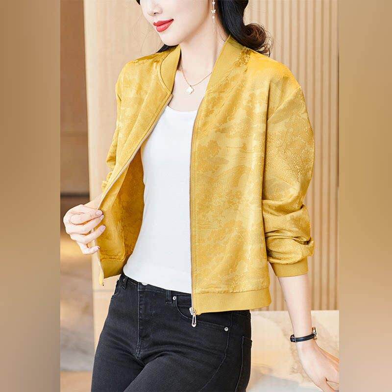 潮牌时尚高端提花棒球服短外套女春秋新款休闲夹克小个子妈妈上衣