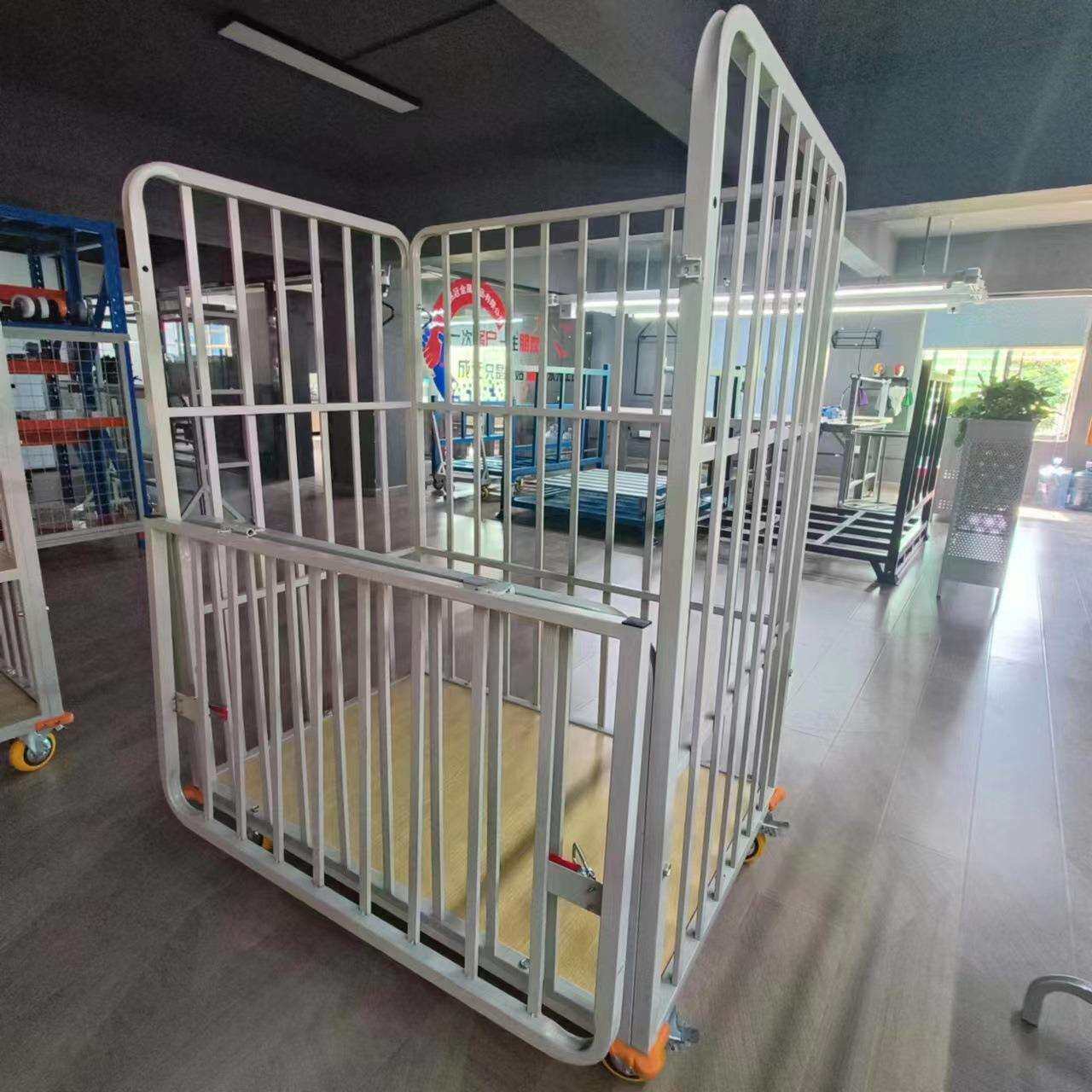 仓储运输班开门围栏车四轮静音围栏车物流推货车平板车手推车优惠
