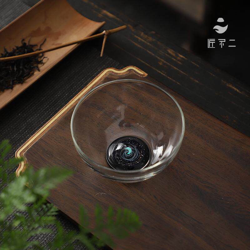 匠不二玻璃主人星空斑斓耐热防烫品茗杯纯手工高端茶杯轻奢透明功