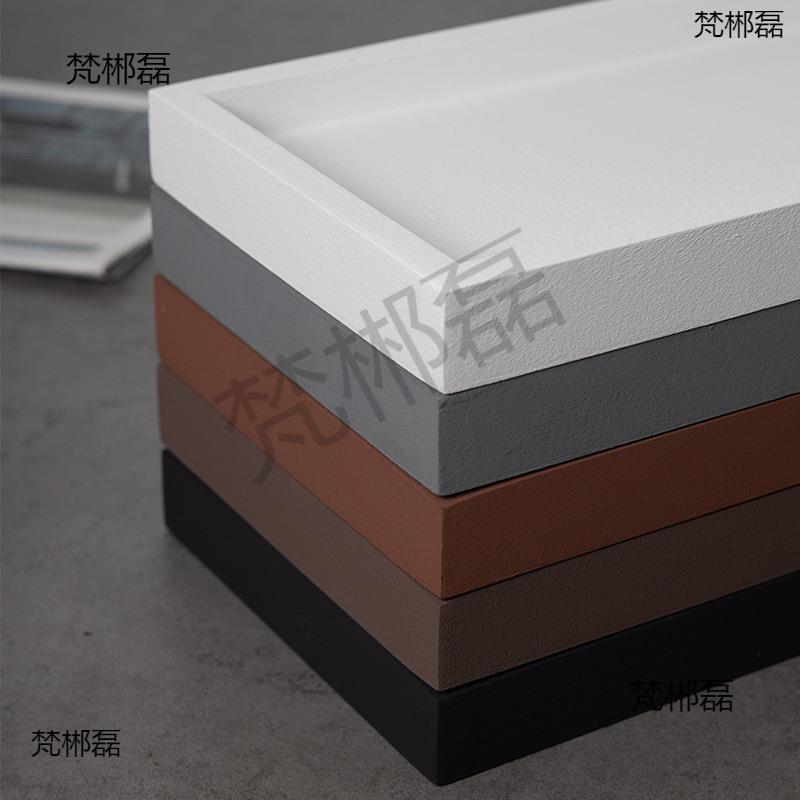 花盆托盘长方形仿水泥灰黑白吸水石底座盆垫微景观接水盘尺寸图片